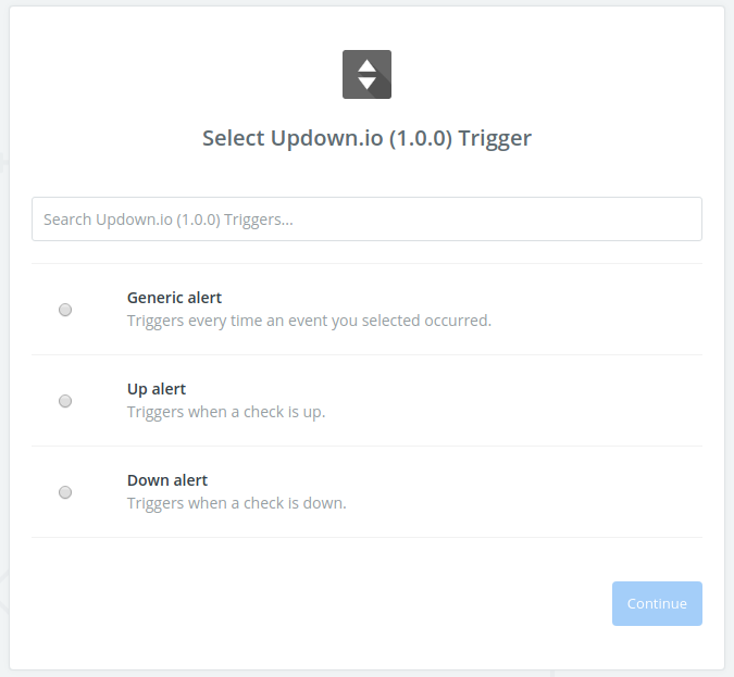 screenshot of zapier UI showing the event selector