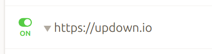screenshot of updown dashboard showing the on/off toggle